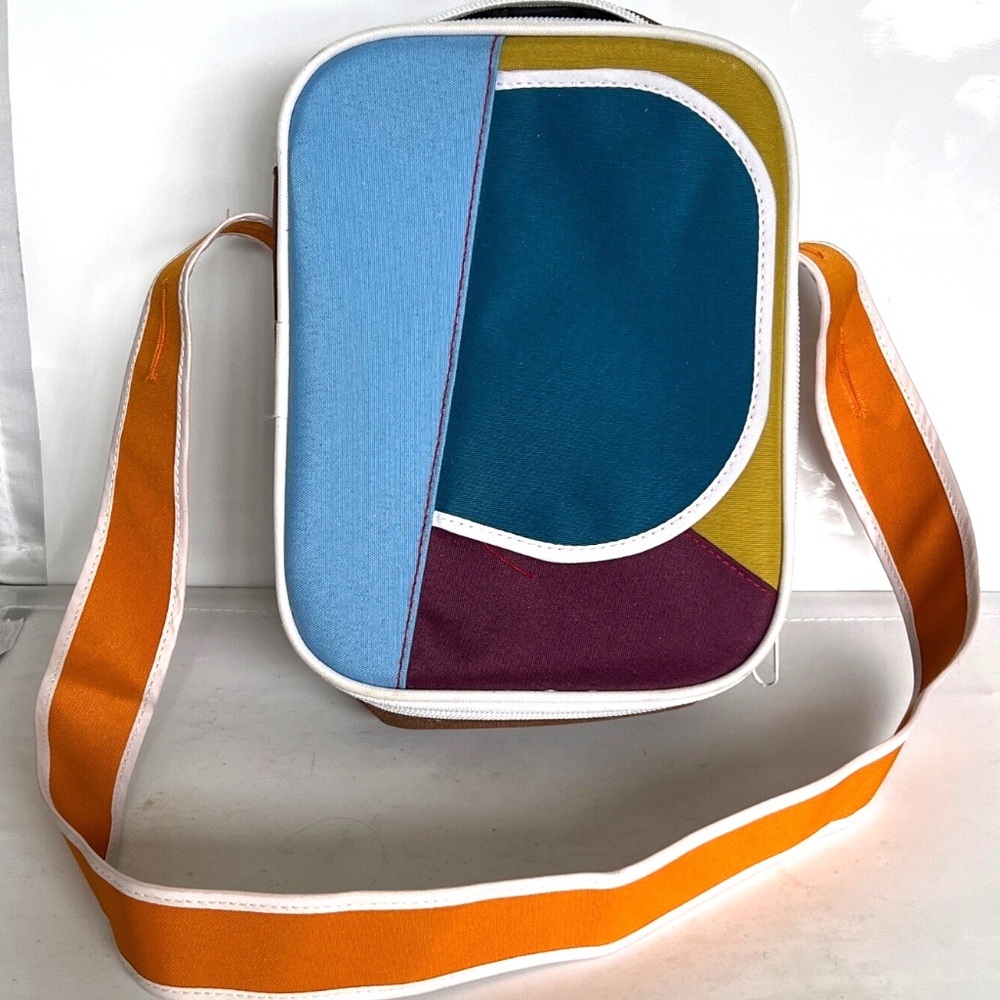 Color Block Cross Body Bag Satchel Purse Retro Style by Phonak Hearing Aid Case